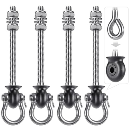 Dolibest Heavy Duty Swing Hangers, Stainless Steel 304 Swing Bolts, 180° Swing, Perfect for Playground, Porch, Yoga, Hammock Chair, Punching Bag - for Wood and Steel Beams, 7.67'' (4Pack) - color: Silver 7.67''-4pcs