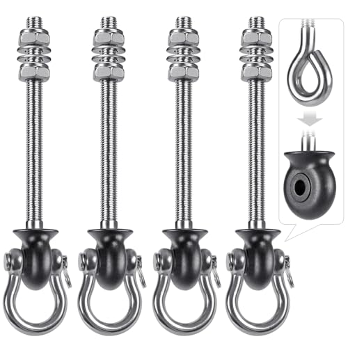 Dolibest Heavy Duty Swing Hangers, Stainless Steel 304 Swing Bolts, 180° Swing, Perfect for Playground, Porch, Yoga, Hammock Chair, Punching Bag - for Wood and Steel Beams, 7.67'' (4Pack) - color: Silver 7.67''-4pcs