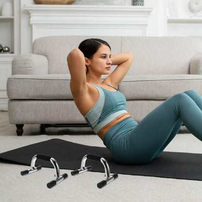 OUNONA Push up Stands 2pcs Steel I-beam Pushup Handles with Anti-slip Grips Portable Core Workout Equipment for Home and Gym Full-body Strength Training