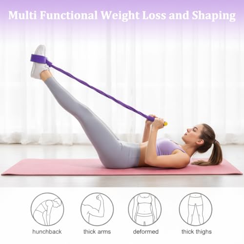 Resistance Bands with Handles, 6-Tube Foot Pedal, Natural Rubber Ankle Puller for Sit-ups & Full Body, Portable Home Gym Strength for Legs, Arms & Core
