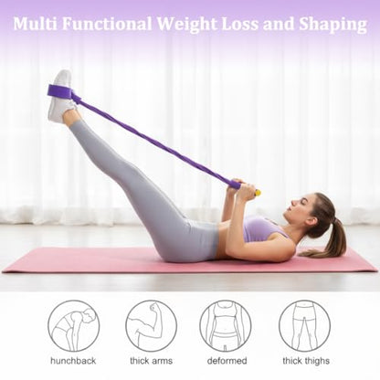 Resistance Bands with Handles, 6-Tube Foot Pedal, Natural Rubber Ankle Puller for Sit-ups & Full Body, Portable Home Gym Strength for Legs, Arms & Core