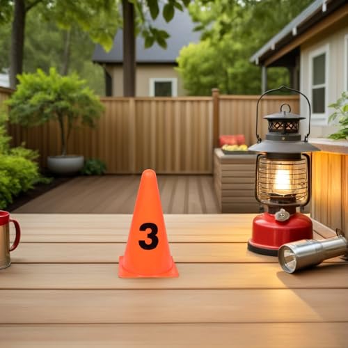 GALPADA 8pcs Numbered Soccer Agility Markers Cones, 23cm Orange Plastic Training Discs for Football Field Drills and Speed Coordination