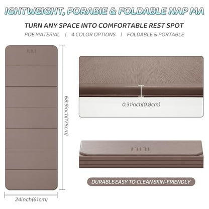 ILILI Foldable Yoga Mat 71 * 24 * 0.3 Inch - color: Brown