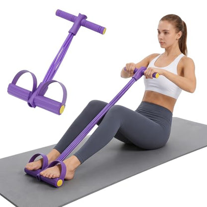 Multifunctional Pedal Resistance Band with Handle,6/8/10 Tubes for All Weights,Upgrade Heavy-Duty Stretch for Full Body Workouts. - color: Purple 8 tubes