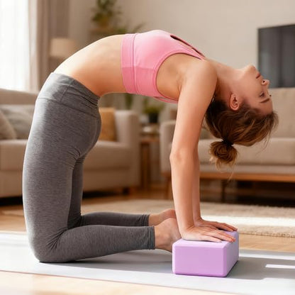 Leikefitness Yoga Blocks 2 Pack,Lightweight-High Density Eva Foam Soft Non-Slip for Yoga, Pilates, Meditation 9"×6"×3" - color: Purple