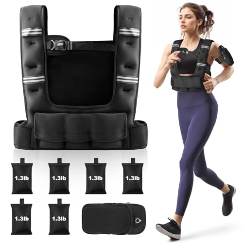 Prodigen Adjustable Weighted Vest Woman, 4-12lb/10-18lb Weight Vest with 6 Removable Weight Bags and Pocket | Weight Vest Men and Women for Walking, Running, Weight Loss, Strength Training