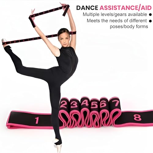 Stretching Strap - Yoga Stretch Belt with 8 Loops, Multi-Segment Design & Storage Bag - Elastic Exercise Strap for Physical Therapy, Home Workout, Pilates
