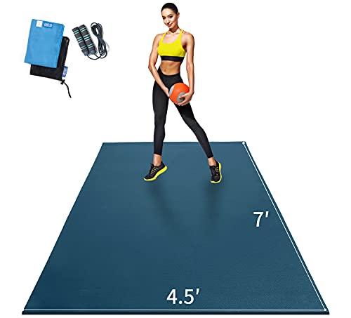 MRO Extra Large Exercise Mat 8'x4.5'/7'x4.5'/6'x4.5'(7mm) - color: blue, size: 7*4.5 FT