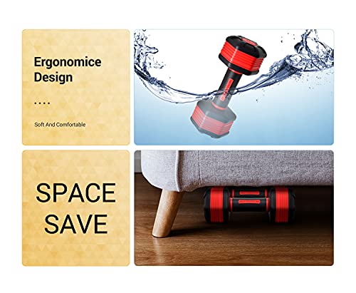 Nice C Adjustable Dumbbells, Neoprene Hand Weights - style: Red 5lb Pair