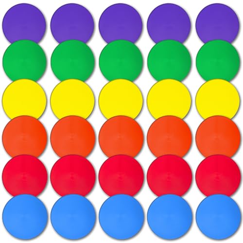 4 inch/9 Inch Colored Poly Spot Marker 12 Pcs, Non-Slip Rubber Agility Markers Flat Field Cones Floor Dots for Football, Basketball Training Markers, Dance Practice and Drills with Flat Cones Points - style: TPE 9 inch 30 Pcs