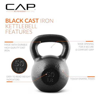 CAP Barbell Cast Iron Kettlebell - Singles and Sets, Multiple Weight Choices - size: 50.0 Pounds