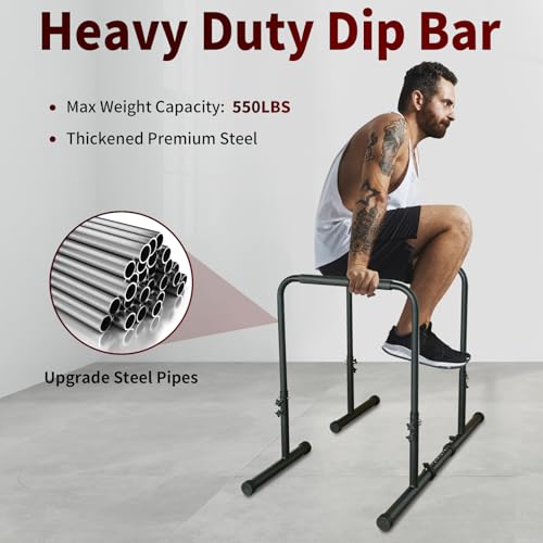 Dip Station Functional Adjustable Heavy Duty Dip Stands Fitness Workout Dip bar Station Stabilizer Parallette Push Up Stand Multi-Function Fitness Training Equipment