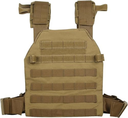 Tactical Adjustable Weighted Vest for Men and Women WODs, Strength Endurance Training Fitness Workouts Running - Quick Release, Molle System - color: Tan