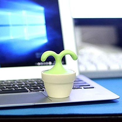 2PCS Handheld Body Massager Mini Potted Plant Shaped Roller Ball Bead Relaxation Neck Foot Face Pot Desk Decor Massage Cooling for Neck (Green with White)