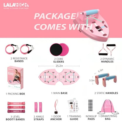 LALAHIGH Push Up Board,36 in 1 Home Gym Equipment with Ab Roller Wheel & Resistance Bands, Portable Foldable Workout Board for Full Body Strength Training Men Women,Gift for Grilfriend