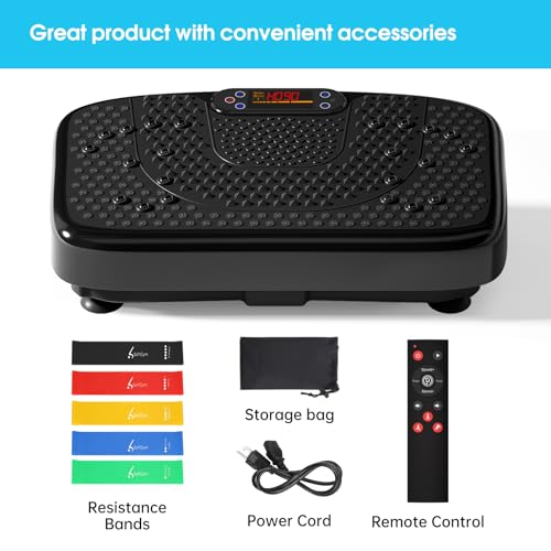 SoftGym Waver Vibration Plate Exercise Machine for Lymphatic Drainage Weight Loss,120 Speed Levels Vibrating Platform with Resistance Bands,Full-Body Workout Equipment for Muscle Activation - style: Slim- Midnight.BT