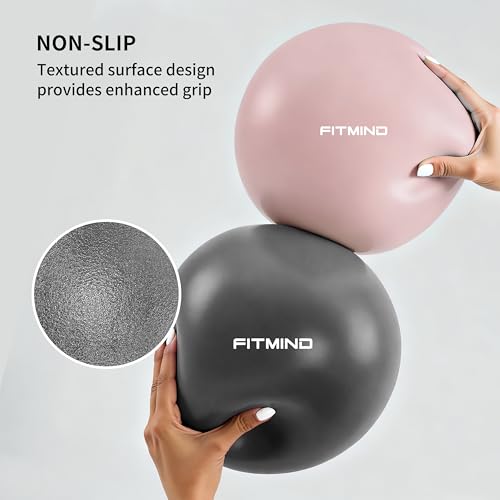 FITMIND_Pilates Ball 10 Inch Anti-Burst Slip Resistant Mini Yoga Ball for Fitness, Core Training, Physical Therapy, Balance, Stability, Stretching 200kg 440lbs Capacity