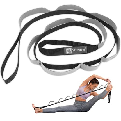 Half-Elastic Stretch Straps with 11 Loops, Stretching Strap for Physical Therapy, Multi-Loop Yoga Strap Fitness Exercise Strap for Yoga, Pilates, Dance, Flexibility&Exercise