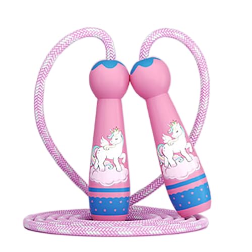 Kids Jump Rope Skipping Rope for Kids -Adjustable Cotton Jumping Ropes with Wooden Handle,Light Weight for Fitness Workout Exercise Outdoor Activity