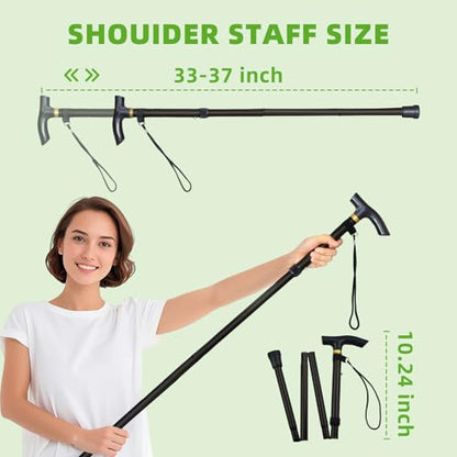 Shoulder Pulley for Physical Therapy, Foldable Shoulder Wand Rotator Cuff Rehab – Portable & Shoulder Reliever with Hook, Lightweight Stretching Tool – Durable Shoulder Exercise Equipment (Black)