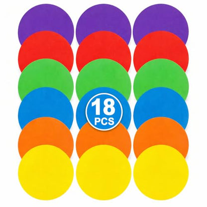 18pcs Sport Spot Markers, Non-Slip Carpet Spots Circle Floor Dots for Soccer Basketball Agility Training, Gym Pe Sports Drill Markers with Carry Bag