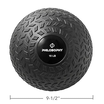 Philosophy Gym Slam Ball - Weighted Fitness Medicine Ball with Easy Grip Tread - style: 10 LB