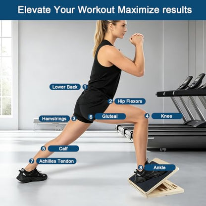 Wooden Extra Wide Slant Board with Resistance Band for Exercise