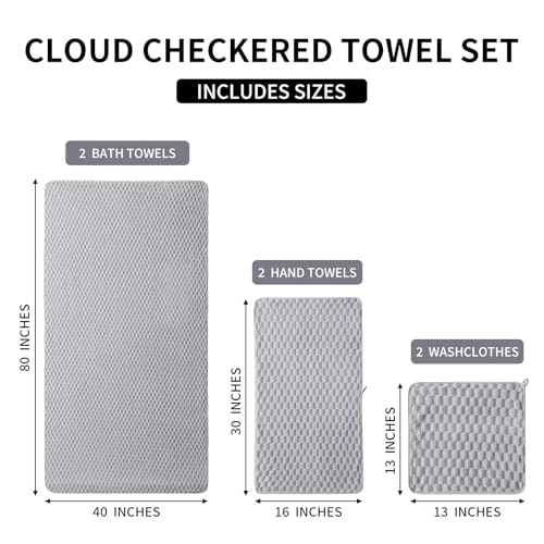Extra Large Bath Towel Set of 6 (40"x80"),Oversized Bath Sheet Super Soft Highly Absorbent Microfibers Quick Dry Luxury Shower Towel for Bathroom Spa Gym Hotel Yoga (Grey, 6Piece)