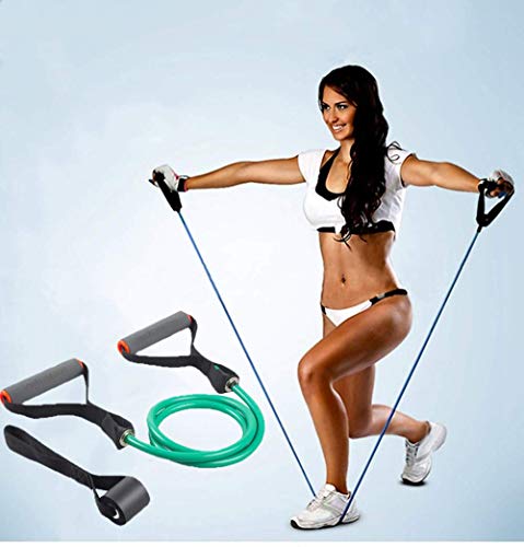 Single Resistance Bands, Workout Bands with Handles and the Exercise Bands with Door Anchor, Suitable for Resistance Training, Physical Therapy, Home Workouts, Boxing Training - color: Green(10-15lbs)