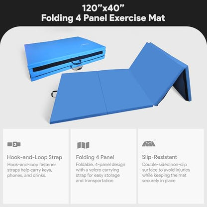 BalanceFrom Fitness GoGym 120x48in Extra Thick Anti Tear High Density All Purpose Aerobic Gymnastics Mat with Velcro Carrying Handles