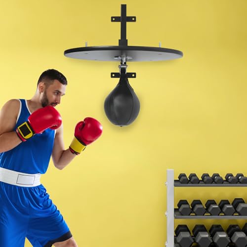 Heavy Duty Adjustable Speed Bag Platform Kit with Punching Ball, Wall Mounted Fitness Ball Boxing Reaction Training Equipment,Speed Bag Platform for Punching, Training, Boxing, Exercise - color: Black 2