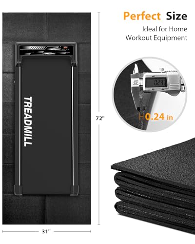 Foldable Rubber Treadmill Mat - Exercise Bike Mat with Waterproof - size: 72.1"L x 31.4"W x 0.2"Th