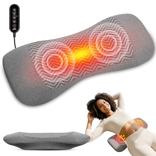 3-in-1 Rechargeable Electric Lumbar Support Pillow, Triple Support Air Lift Back Massager with Heat & Vibration, Adjustable Height Wide Waist Cushion for Bed & Chair, Smooth Spine Comfort Design - color: Dark Gray
