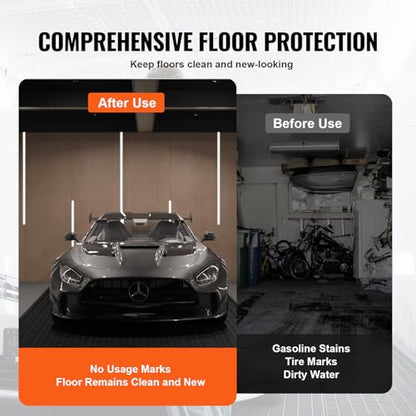 VEVOR Diamond-Plate Rubber Flooring Roll, 3 mm x 4 ft x 8 ft Floor Mat, SBR Rubber Roll, Easy to Clean, for Under Cars, Garage, Industry, Gym, Black - size: 96"L x 48"W x 0.12"Th