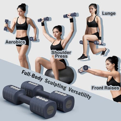 EAST MOUNT Adjustable Weight Dumbbells Set of 2, 8 in 1 Hand Weights for Women 2lb/3lb/4lb/5lb/6lb Dumbbell Weights Set 12 lbs/Pair Hand Weights for Home Office Gym Workout