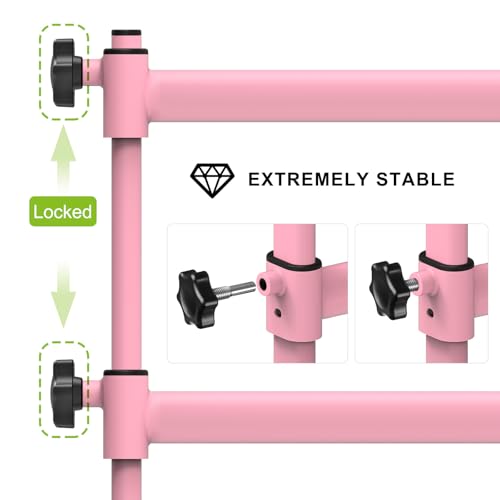 Dolibest Freestanding Ballet Bar, Height Adjustable Ballet Bar, Heavy Duty Dance Bar, with Non-Slip Rubber Pads, Enhanced Stability, Dance/Yoga/Fitness Stretching Bar, Ideal for Kids and Adults - color: Pink- 4ft Steel Cross Bar