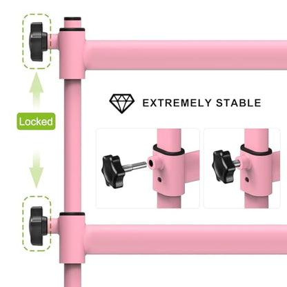 Dolibest Freestanding Ballet Bar, Height Adjustable Ballet Bar, Heavy Duty Dance Bar, with Non-Slip Rubber Pads, Enhanced Stability, Dance/Yoga/Fitness Stretching Bar, Ideal for Kids and Adults - color: Pink- 6ft Steel Cross Bar