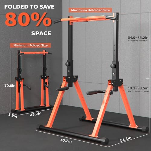 Pull-Up Dip Station Pull-Up Chin-Up Weight Capacity 350LBS - color: tangerine