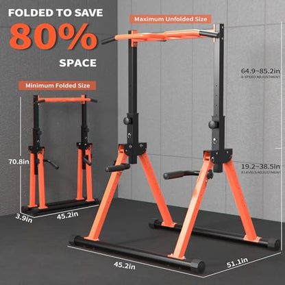 Pull-Up Dip Station Pull-Up Chin-Up Weight Capacity 350LBS - color: tangerine