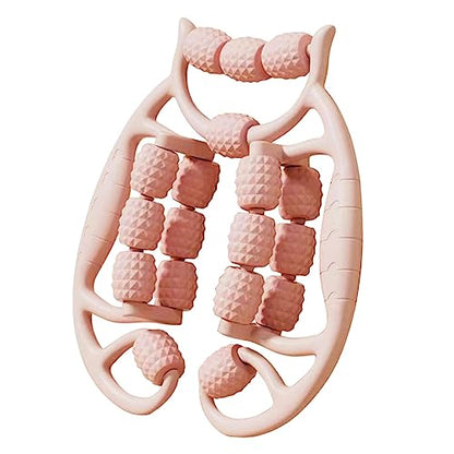 18 Wheel Fascia Muscle Roller, Massage Roller Press Points Manual Relax Tight Muscles Clamp Leg Roller Leg Massage for Calves, Golfer Elbow, Pink