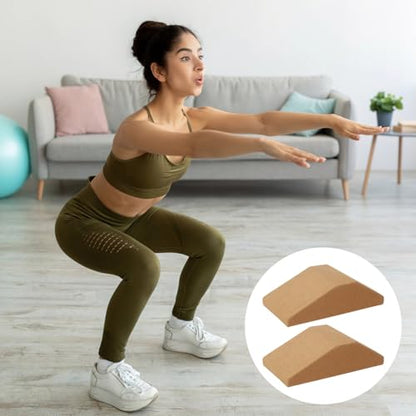 Set of 2 Cork Yoga Wedge Blocks, Non-Slip High-Density Supportive Blocks for Wrist Relief, Ergonomic Triangle Design for Squats & Myofascial Release