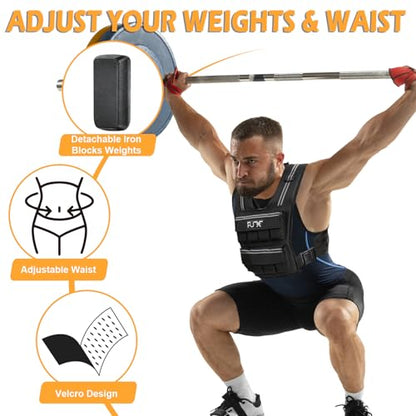 FUFF Adjustable Weighted Vest Men,20/30/40 LB Weight Vest for Strength Trainin, Workout Vest Woman with Removable Iron Weights for Walking, Rucking, Running, Exercise - size: 40 LB