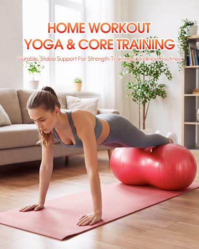 Premium Peanut Ball - 100x50cm Anti-Burst Exercise Ball for Physical Therapy, Pregnancy Labor & Home Fitness Sensory| Non-Slip Design | Quick-Inflate Pump Included