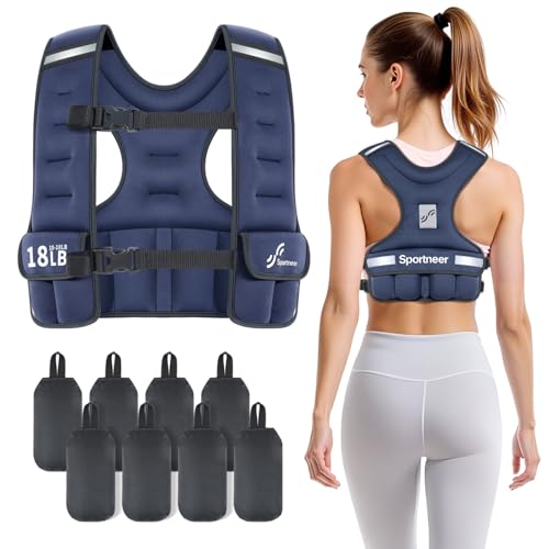 Sportneer Adjustable Weighted Vest Woman: 6-10lb/10-18lb Weighted Vests - color: Blue, size: 10-18 lbs