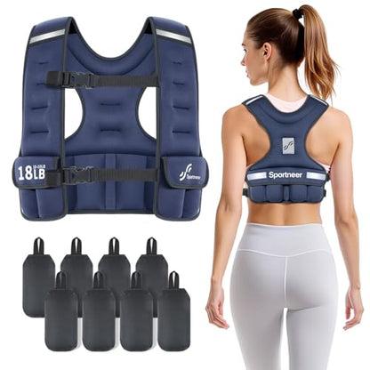 Sportneer Adjustable Weighted Vest Woman: 6-10lb/10-18lb Weighted Vests - color: Blue, size: 10-18 lbs