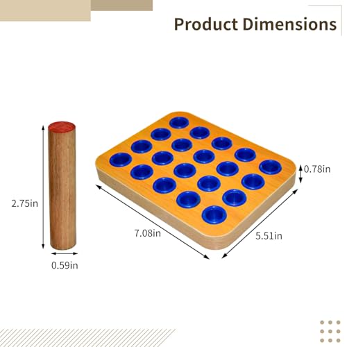 Peg Board Hand Eye Coordination Training Tool - Wooden Finger Board for Stroke Therapy, Rehabilitation, and Fine Motor Skills Development - Includes 20 Pegs - Smooth Surface, Natural Wood Finish