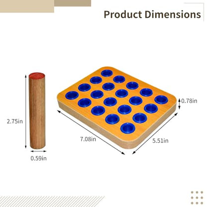 Peg Board Hand Eye Coordination Training Tool - Wooden Finger Board for Stroke Therapy, Rehabilitation, and Fine Motor Skills Development - Includes 20 Pegs - Smooth Surface, Natural Wood Finish
