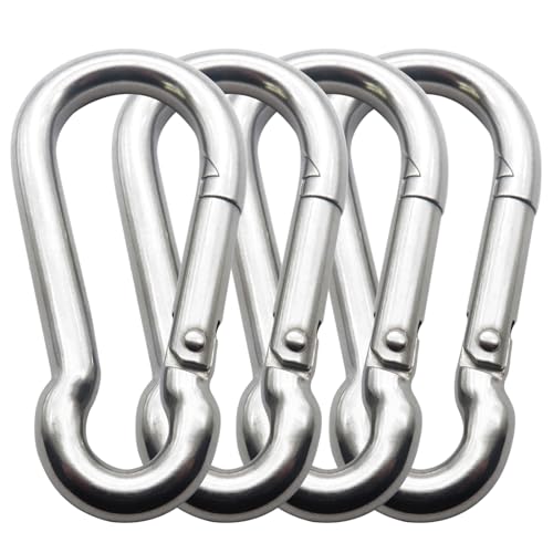 3.15 Inch 4 Pack Spring Snap Hook Carabiner, Cable Machine Accessories for Home Gym Pulldown Attachment, Exercise Machine, Heavy Duty Steel Clip for Outdoor Fitness