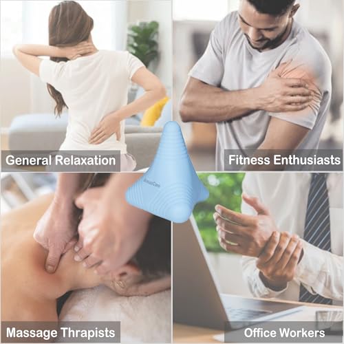 Trigger Point Massage Ball, Manual Massager Tool for Muscle Knot Deep Tissue Relief Myofascial Release Physical Therapy Hip Flexor Iliacus Psoas Hand Foot Back. 2.8×2.9” (Blue) - color: Blue