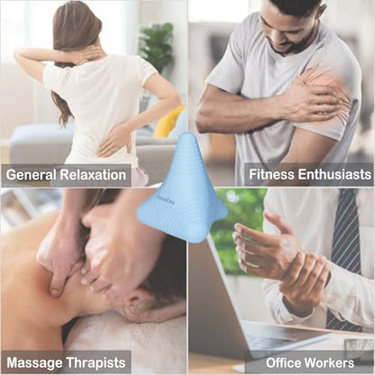 Trigger Point Massage Ball, Manual Massager Tool for Muscle Knot Deep Tissue Relief Myofascial Release Physical Therapy Hip Flexor Iliacus Psoas Hand Foot Back. 2.8×2.9” (Blue) - color: Blue